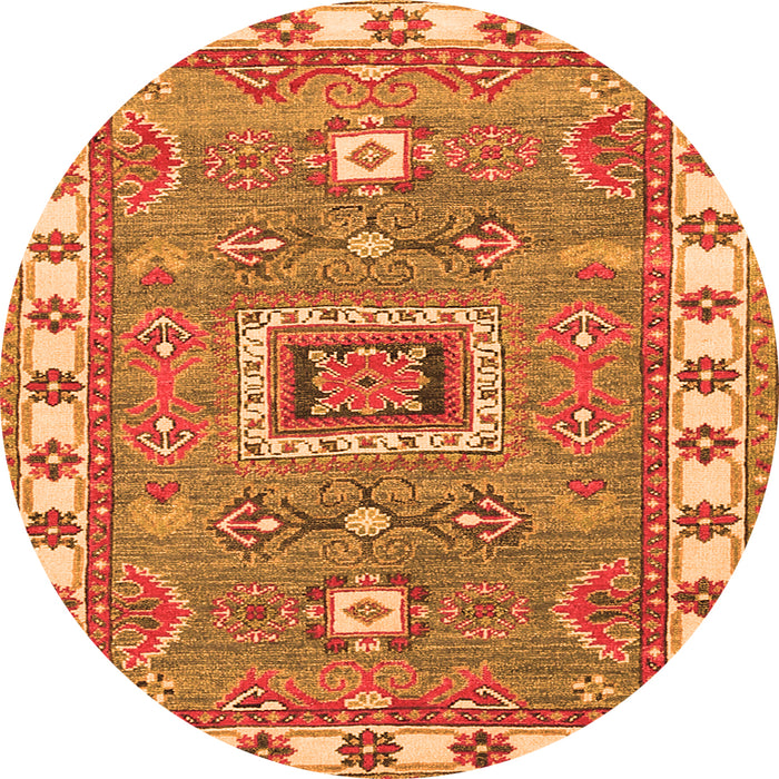 Square Geometric Orange Traditional Rug, tr751org