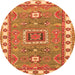 Square Geometric Orange Traditional Rug, tr751org