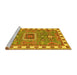 Sideview of Machine Washable Geometric Yellow Traditional Rug, wshtr751yw