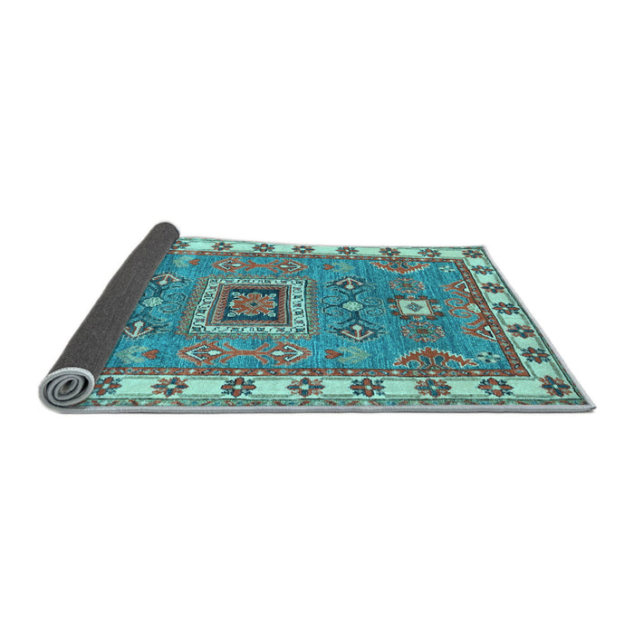 Sideview of Geometric Light Blue Traditional Rug, tr751lblu