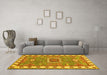 Machine Washable Geometric Yellow Traditional Rug in a Living Room, wshtr751yw