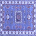 Square Machine Washable Geometric Blue Traditional Rug, wshtr751blu