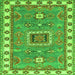 Round Machine Washable Geometric Green Traditional Area Rugs, wshtr751grn