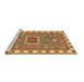 Sideview of Machine Washable Geometric Brown Traditional Rug, wshtr751brn