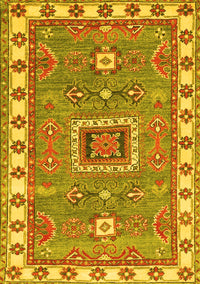 Geometric Yellow Traditional Rug, tr751yw