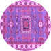 Round Machine Washable Geometric Purple Traditional Area Rugs, wshtr751pur