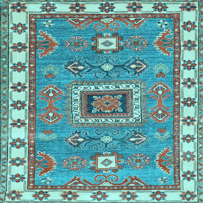 Square Machine Washable Geometric Light Blue Traditional Rug, wshtr751lblu