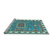 Sideview of Machine Washable Geometric Light Blue Traditional Rug, wshtr751lblu