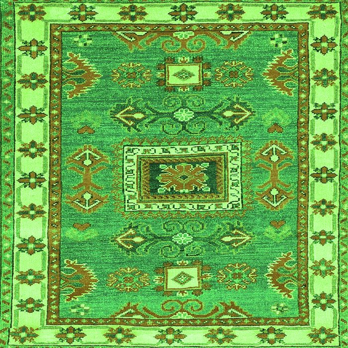 Serging Thickness of Geometric Green Traditional Rug, tr751grn