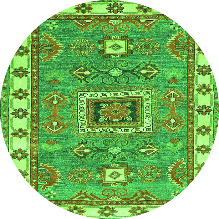 Square Geometric Green Traditional Rug, tr751grn