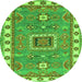 Square Geometric Green Traditional Rug, tr751grn