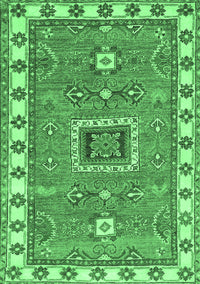 Geometric Emerald Green Traditional Rug, tr751emgrn