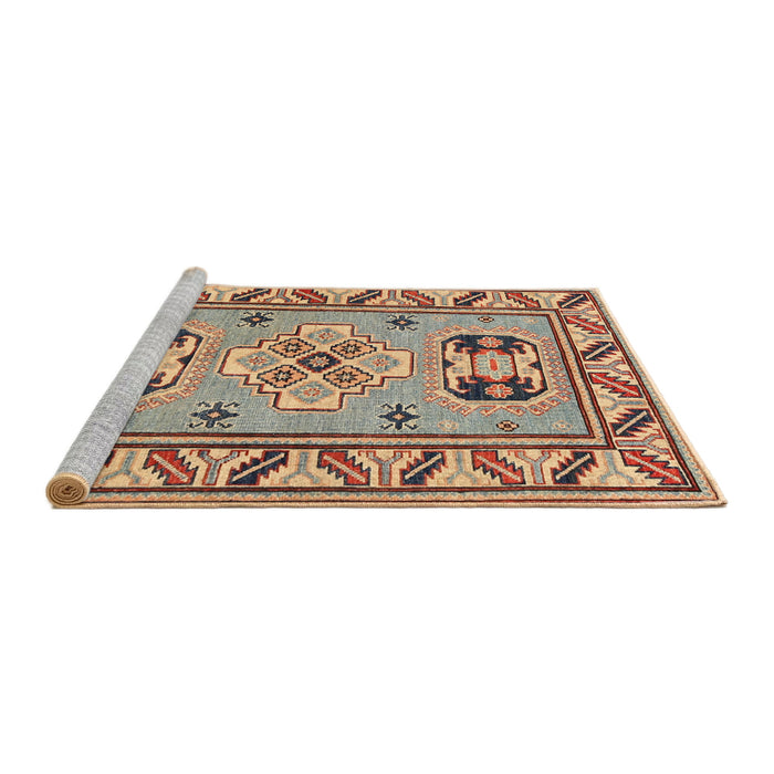 Sideview of Machine Washable Traditional Brown Red Rug, wshtr752