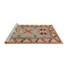 Sideview of Machine Washable Traditional Brown Red Rug, wshtr752