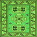 Serging Thickness of Geometric Green Traditional Rug, tr752grn