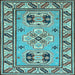 Square Geometric Light Blue Traditional Rug, tr752lblu