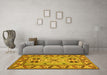 Machine Washable Geometric Yellow Traditional Rug in a Living Room, wshtr752yw