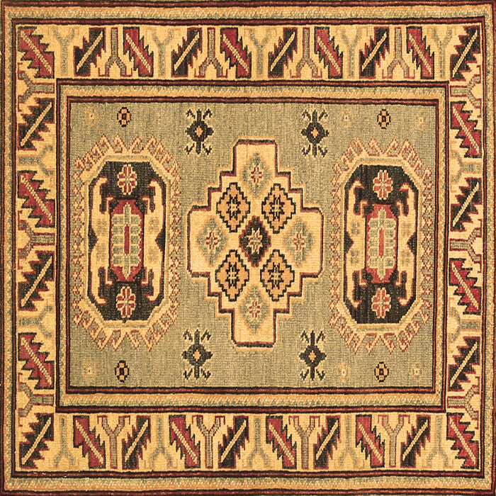 Square Machine Washable Geometric Brown Traditional Rug, wshtr752brn