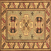 Square Machine Washable Geometric Brown Traditional Rug, wshtr752brn