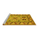 Sideview of Machine Washable Geometric Yellow Traditional Rug, wshtr752yw