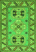 Serging Thickness of Machine Washable Geometric Green Traditional Area Rugs, wshtr752grn