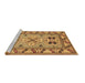 Sideview of Machine Washable Geometric Brown Traditional Rug, wshtr752brn