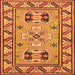 Round Machine Washable Geometric Orange Traditional Area Rugs, wshtr752org