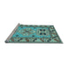 Sideview of Machine Washable Geometric Light Blue Traditional Rug, wshtr752lblu