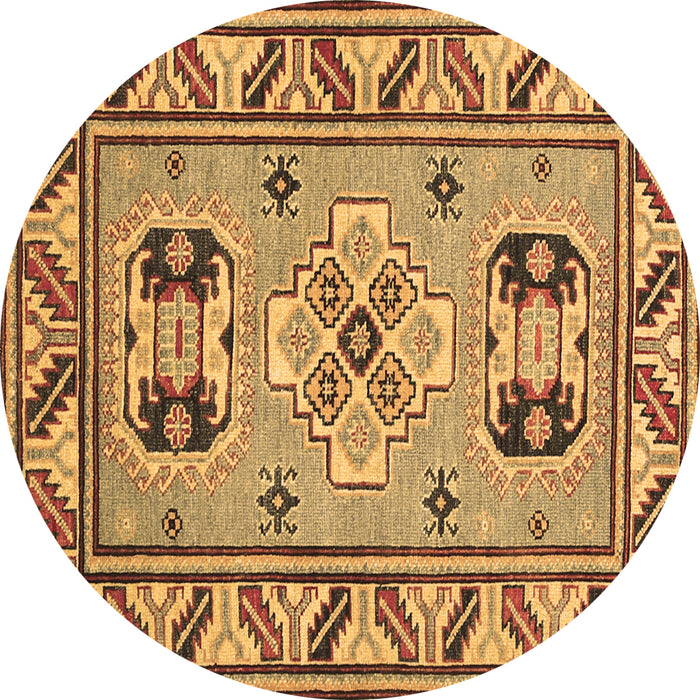 Round Machine Washable Geometric Brown Traditional Rug, wshtr752brn