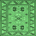 Square Geometric Emerald Green Traditional Rug, tr752emgrn