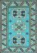 Machine Washable Geometric Light Blue Traditional Rug, wshtr752lblu