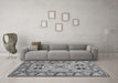 Machine Washable Geometric Gray Traditional Rug in a Living Room,, wshtr752gry