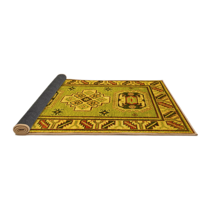 Sideview of Geometric Yellow Traditional Rug, tr752yw