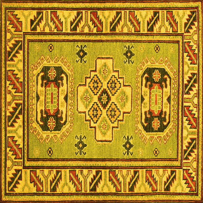 Square Machine Washable Geometric Yellow Traditional Rug, wshtr752yw