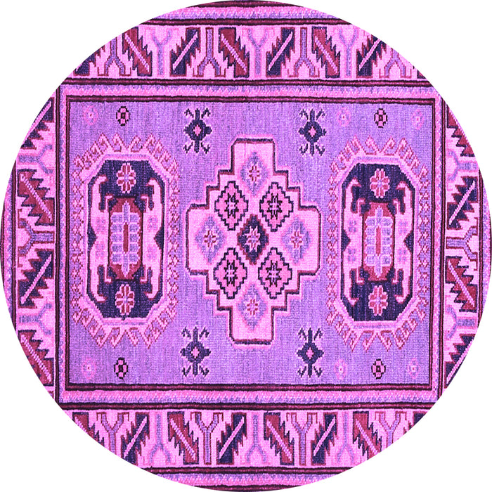 Round Machine Washable Geometric Purple Traditional Area Rugs, wshtr752pur