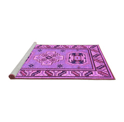 Sideview of Machine Washable Geometric Purple Traditional Area Rugs, wshtr752pur