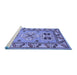 Sideview of Machine Washable Geometric Blue Traditional Rug, wshtr752blu