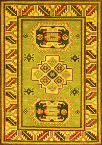 Geometric Yellow Traditional Rug, tr752yw