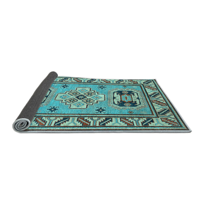 Sideview of Geometric Light Blue Traditional Rug, tr752lblu