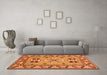 Machine Washable Geometric Orange Traditional Area Rugs in a Living Room, wshtr752org