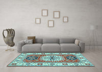 Machine Washable Persian Light Blue Traditional Rug, wshtr753lblu