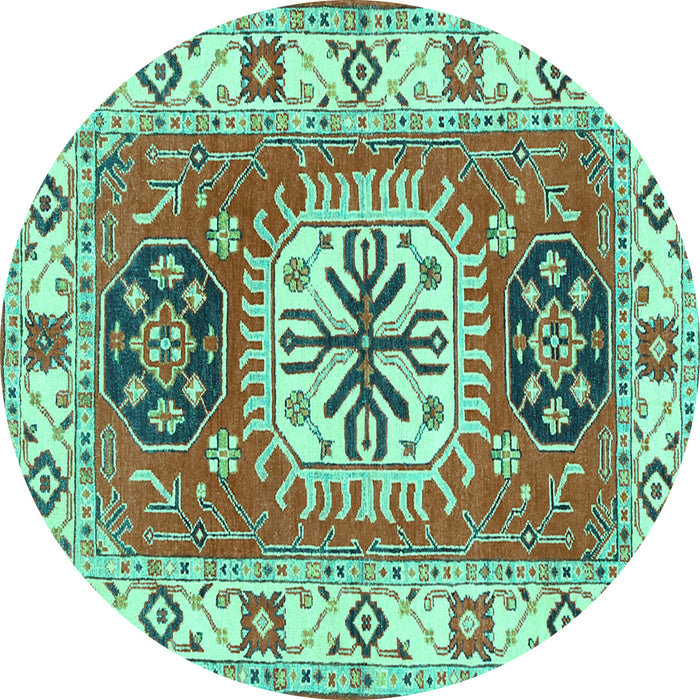 Round Persian Turquoise Traditional Rug, tr753turq