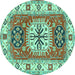 Round Persian Turquoise Traditional Rug, tr753turq
