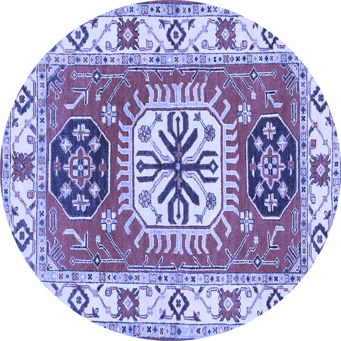 Round Machine Washable Persian Blue Traditional Rug, wshtr753blu
