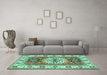 Machine Washable Persian Turquoise Traditional Area Rugs in a Living Room,, wshtr753turq