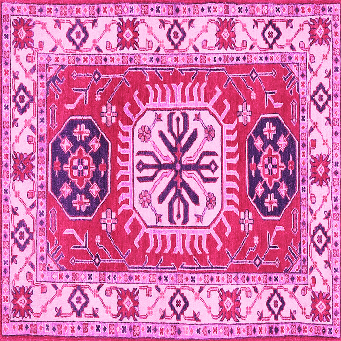Square Machine Washable Persian Pink Traditional Rug, wshtr753pnk