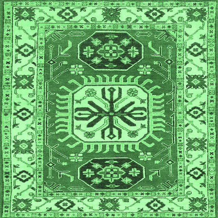 Square Machine Washable Persian Emerald Green Traditional Area Rugs, wshtr753emgrn