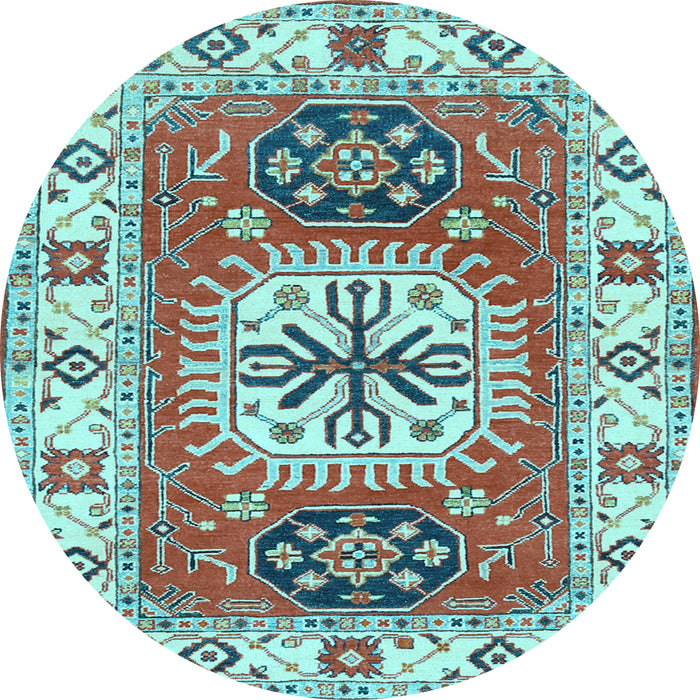Round Machine Washable Persian Light Blue Traditional Rug, wshtr753lblu