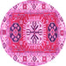 Round Persian Pink Traditional Rug, tr753pnk