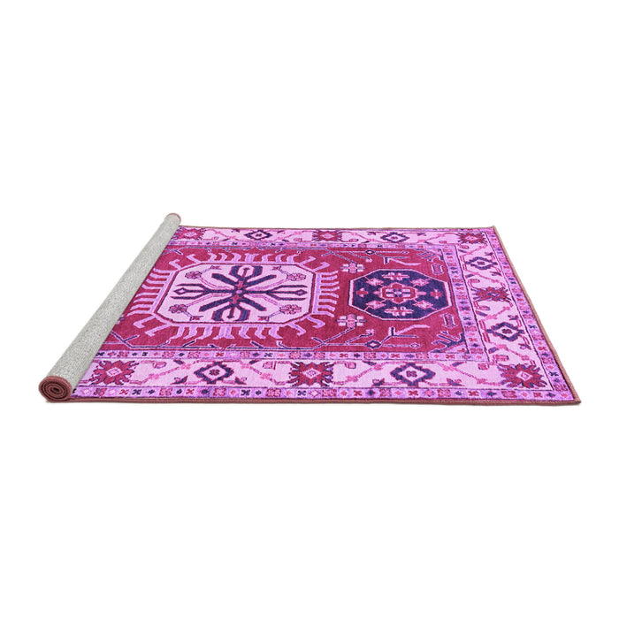 Sideview of Machine Washable Persian Purple Traditional Area Rugs, wshtr753pur
